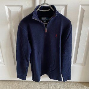 Navy Blue Polo Zip Pullover Small